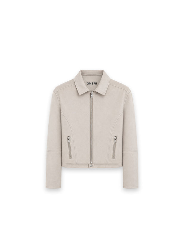 Lederjacke aus weichem Veloursleder mit cleaner Silhouette
