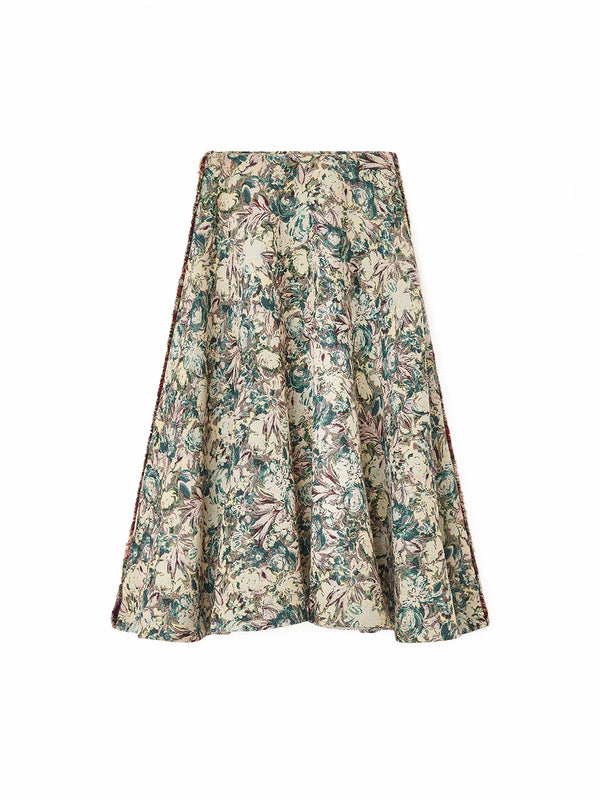 Langer Tellerrock mit Blumendruck