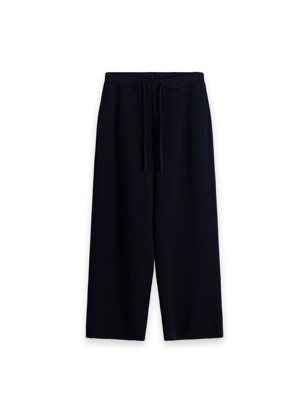 Wide-Leg Strickhose aus Superfine Merinowolle – Navy