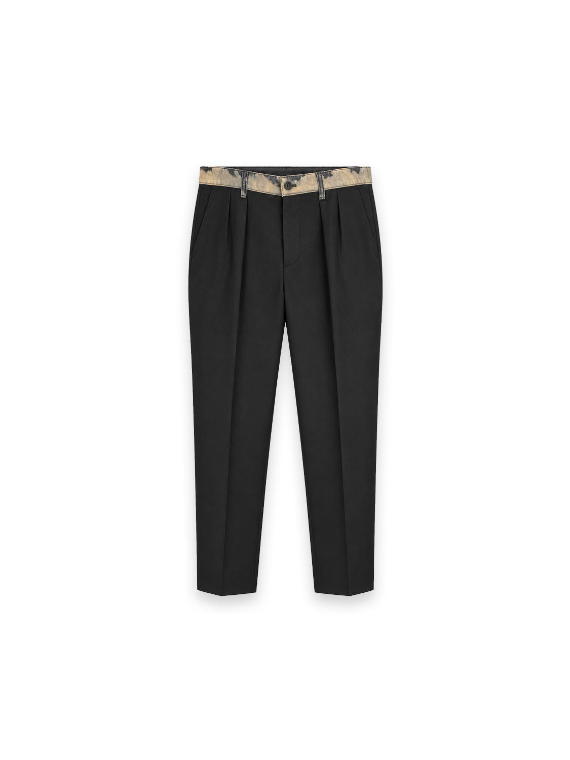 Tailored Pleated Trousers mit Contrast Waistband – Schwarz