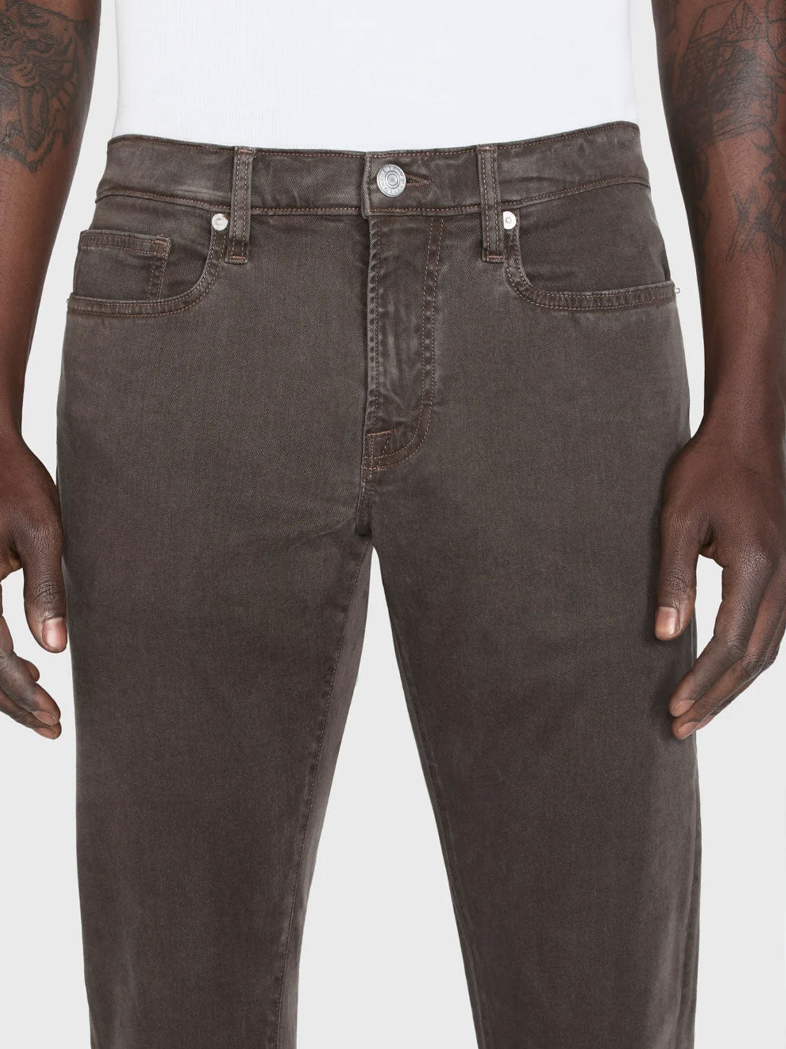 Slim Straight Jeans aus Brushed Twill
