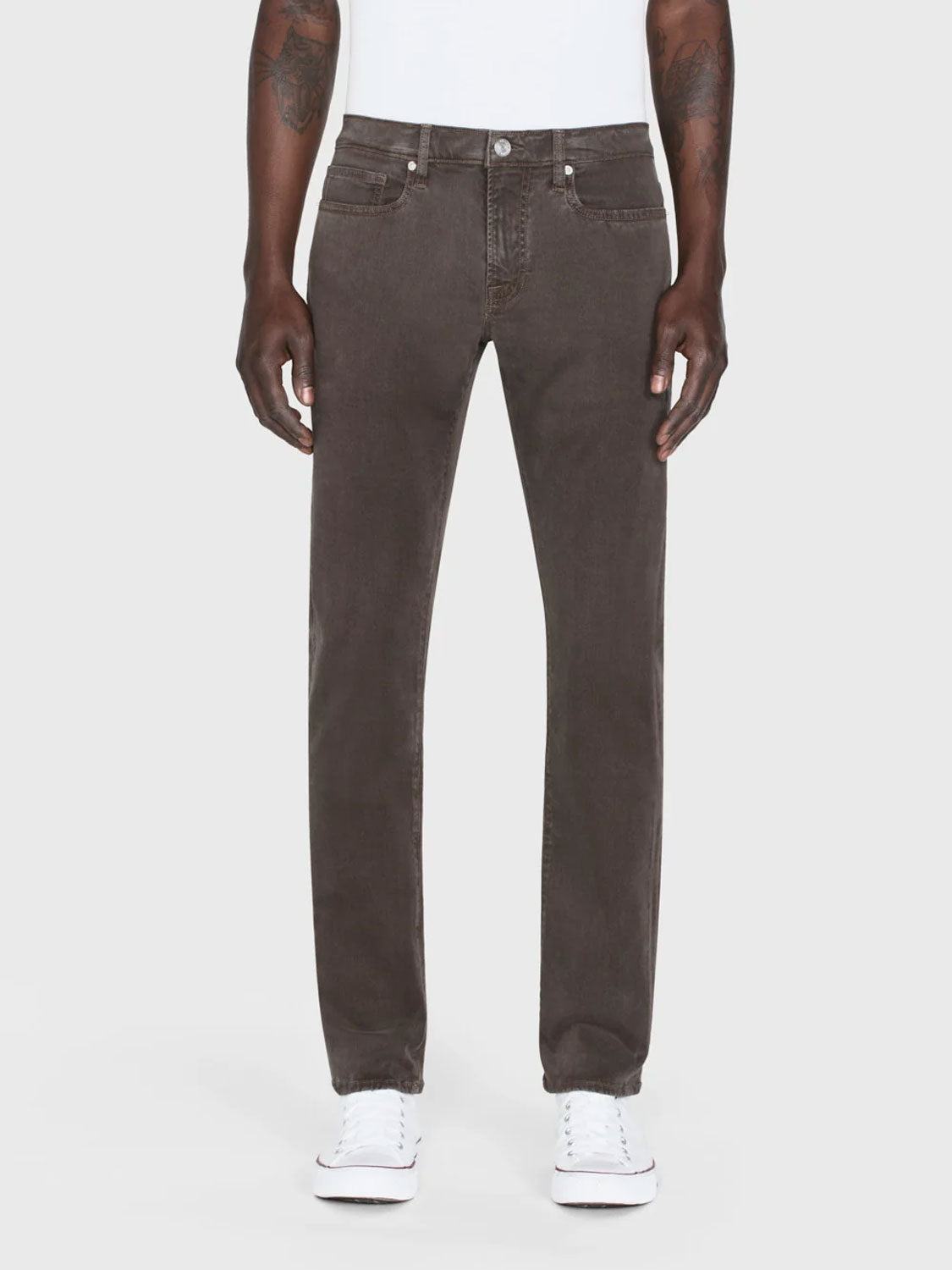 Slim Straight Jeans aus Brushed Twill