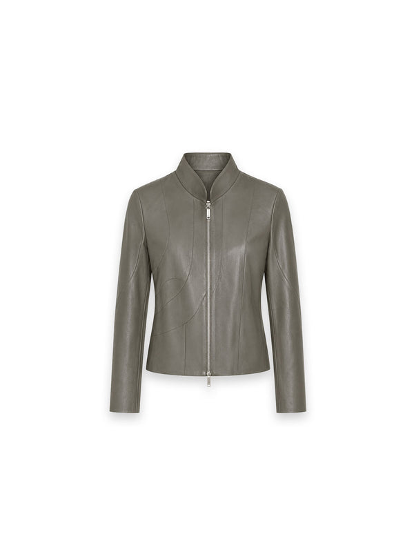 Ayna – Lederjacke mit Stehkragen