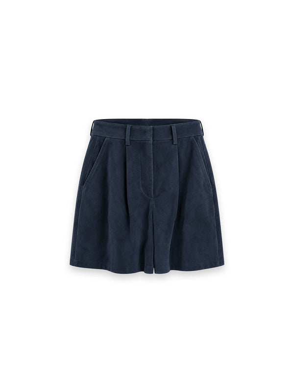 Suze Ledershorts – edles Veloursleder mit klassischer Bundfalte