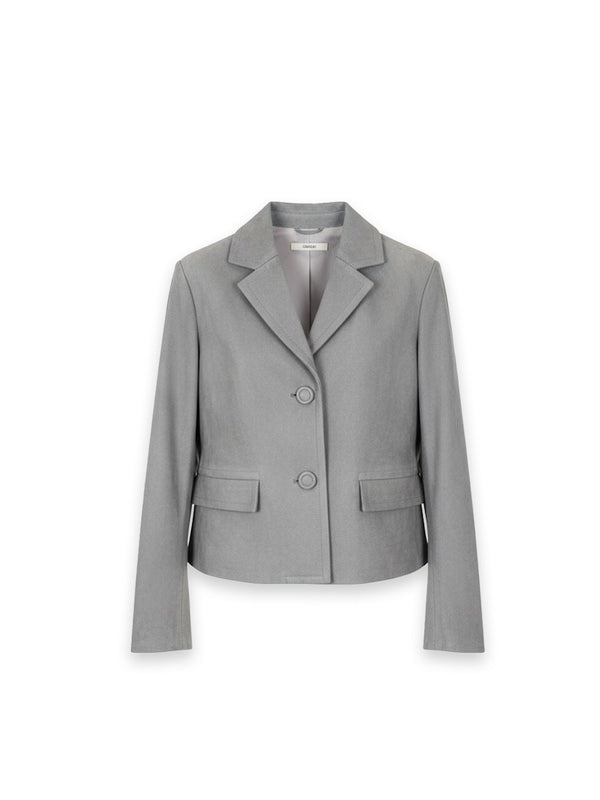 Cropped Suede Jacket – Soft Grey