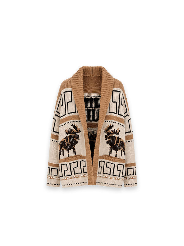 Aspen Strickjacke – Jacquard mit Hirschmotiv