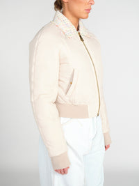 Micro – Kurze Bomberjacke mit Tweed-Details