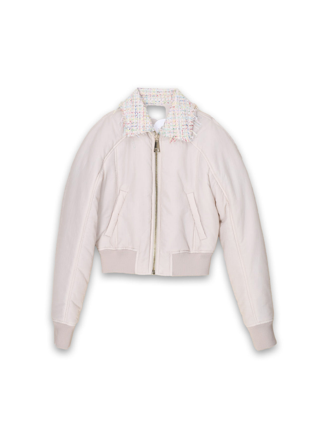 Micro – Kurze Bomberjacke mit Tweed-Details