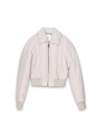 Micro – Kurze Bomberjacke mit Tweed-Details