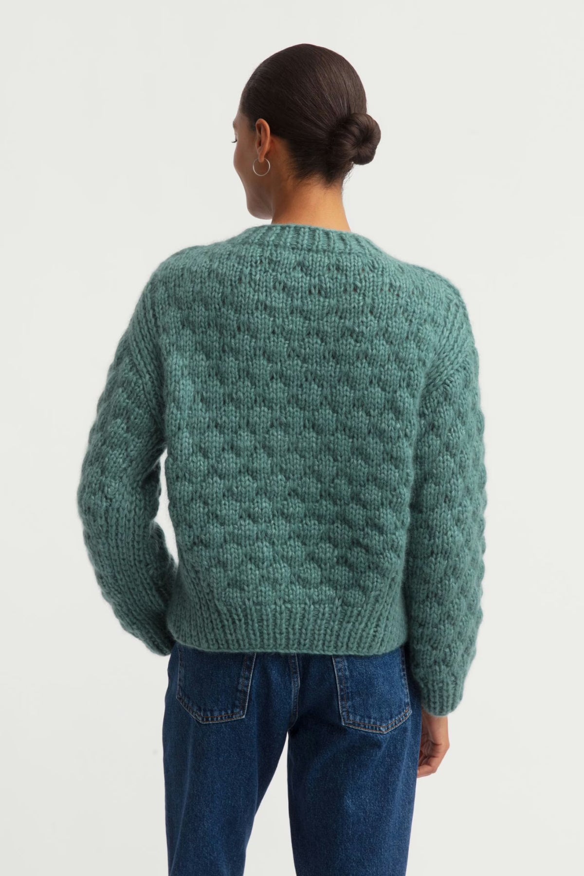 Lioma Handstrickjacke aus Kaschmir und Seide in Farn