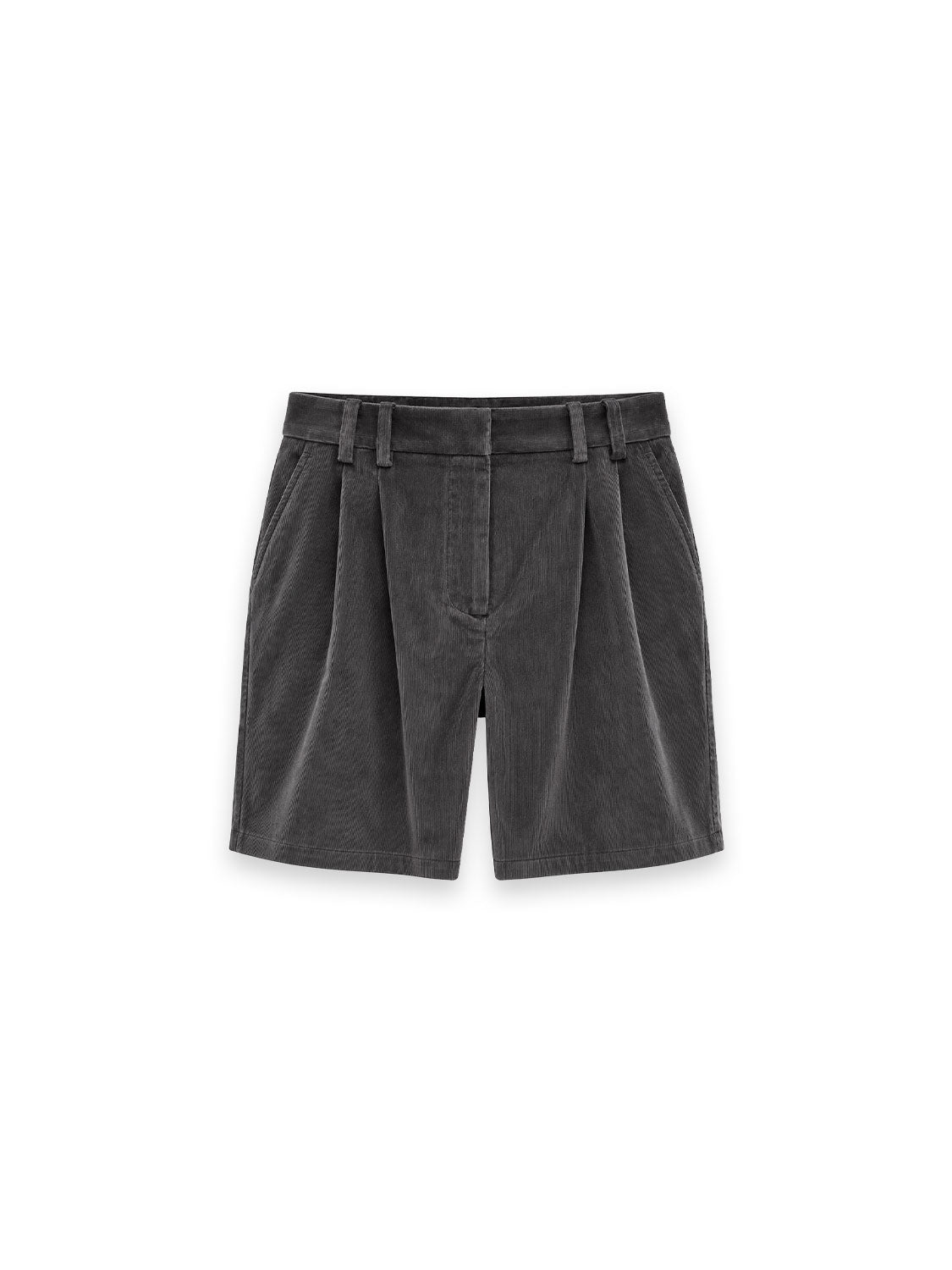 Shorts aus Cord mit Bundfalten