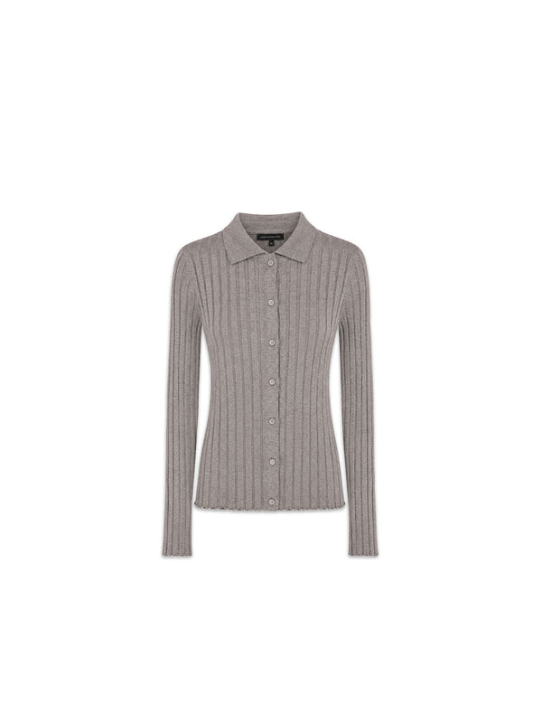 Pullover aus feinem Rippstrick mit Polokragen