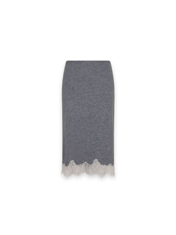 Mia Skirt – Fine knit with contrasting lace hem