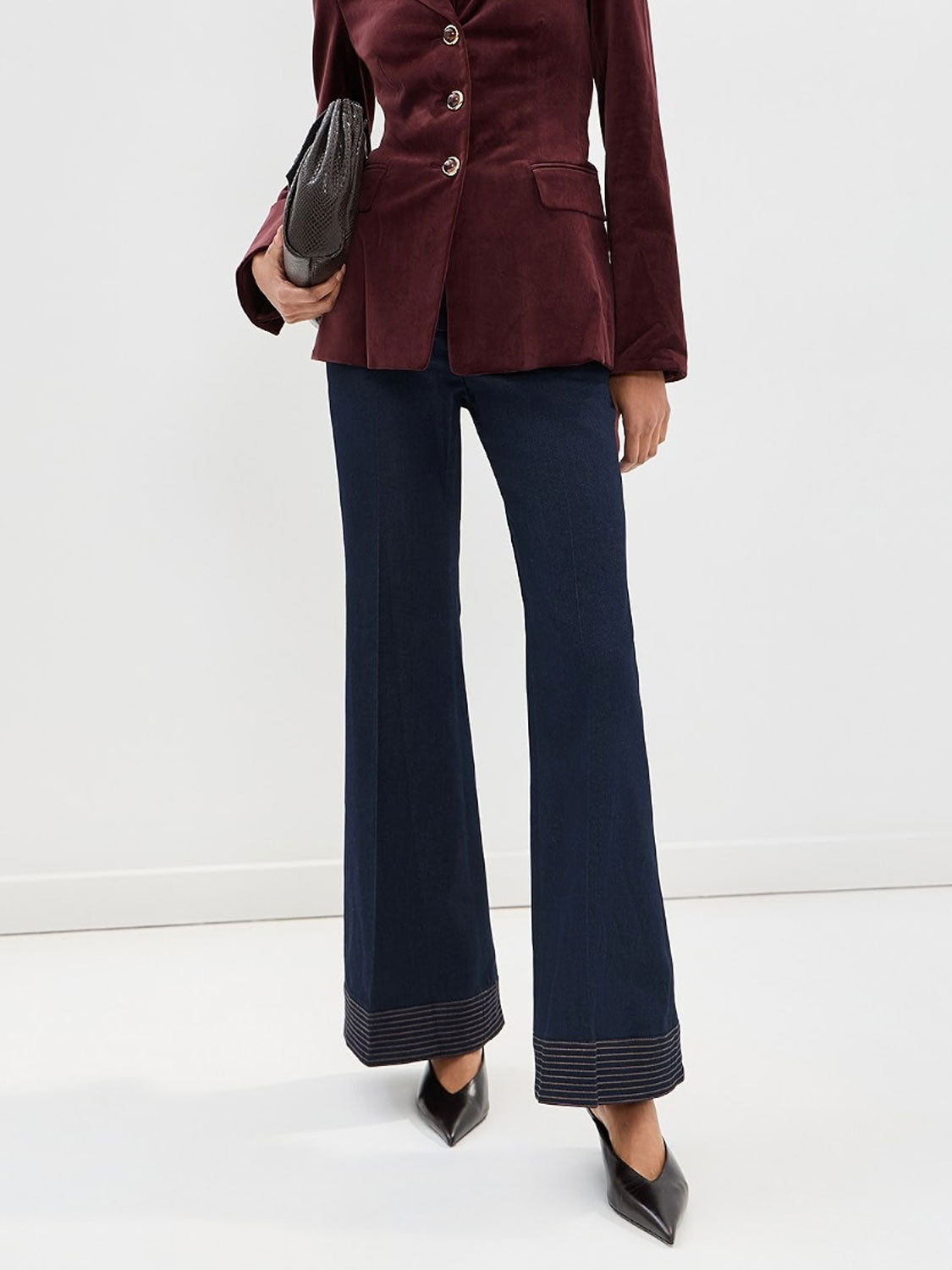 Lancelor Stretch-Denim-Hose – Flared Jeans mit Ziernähten