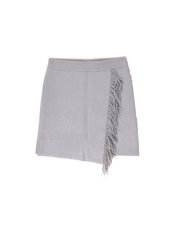 Mette – Cashmere-Minirock mit Fransen-Details