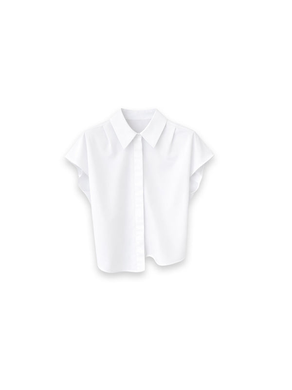 Classic White Bluse aus glattem Baumwollmix mit eleganter Kragenform