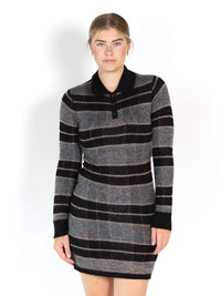 Shadow Plaid – Gestreiftes Polokleid