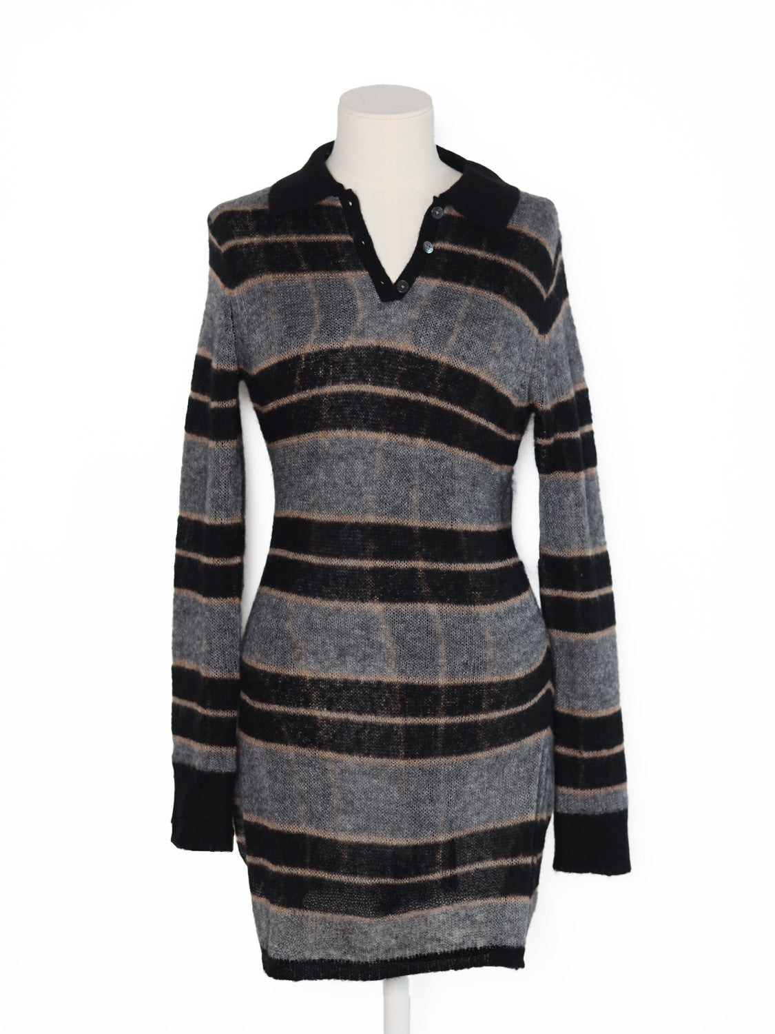 Shadow Plaid – Gestreiftes Polokleid