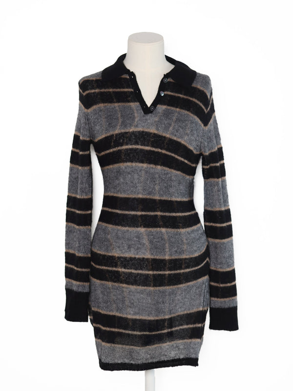 Shadow Plaid – Gestreiftes Polokleid