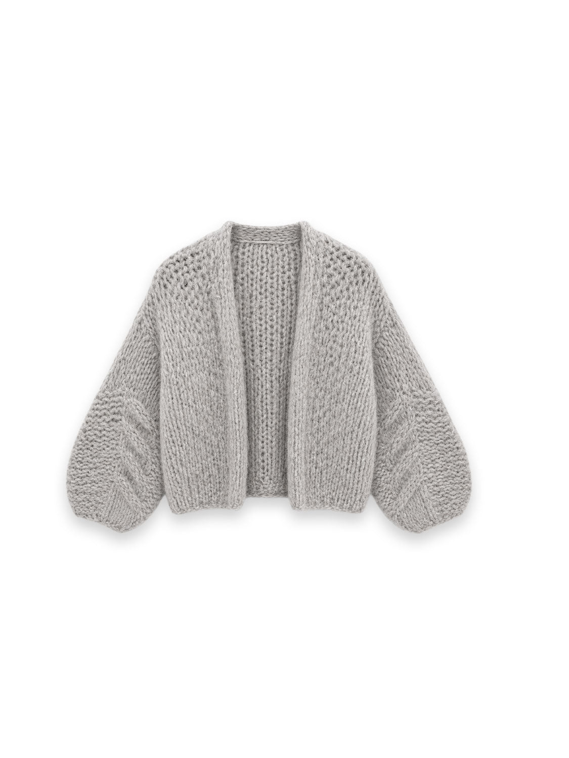 Fleecy Strickjacke mit Ballonärmeln
