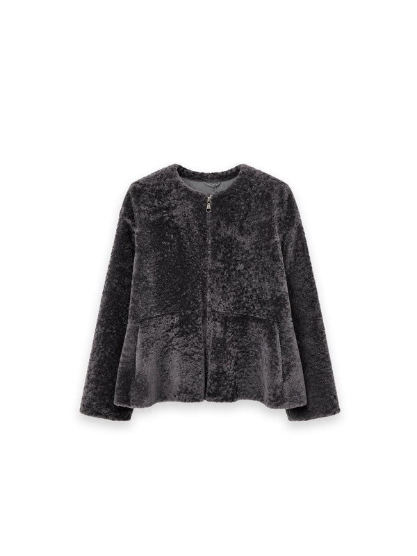 Jacke mit ausgestellter Silhouette und Rundhalsausschnitt