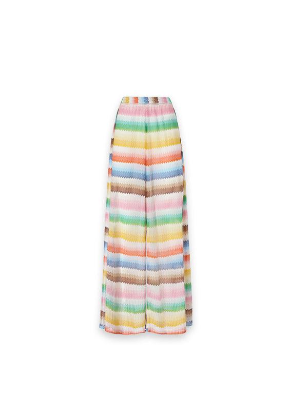 Weite Strickhose mit buntem Allovermuster