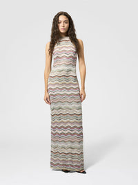 Langes Strickkleid mit Zickzackmuster