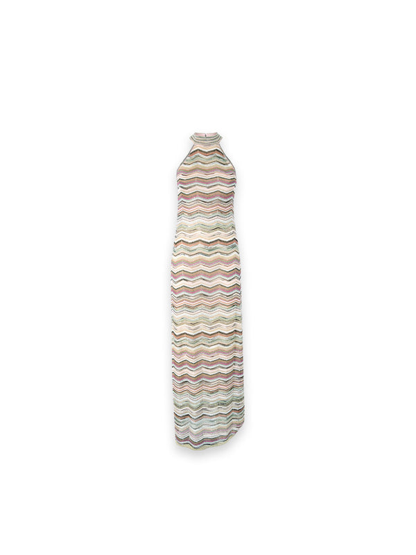 Langes Strickkleid mit Zickzackmuster