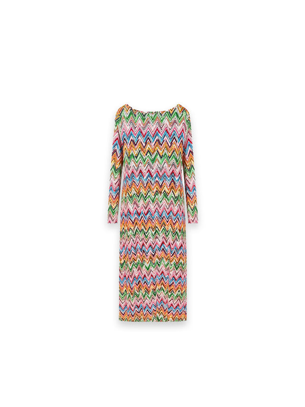 Langarmkleid mit mehrfarbigem Muster