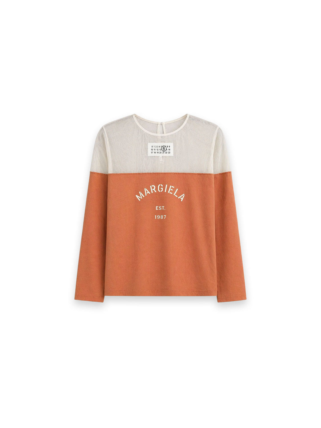 Mesh Shirt transparente Struktur und Print Detail
