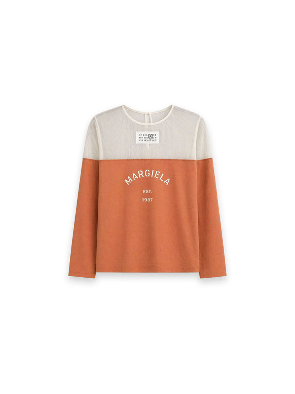 Mesh Shirt transparente Struktur und Print Detail