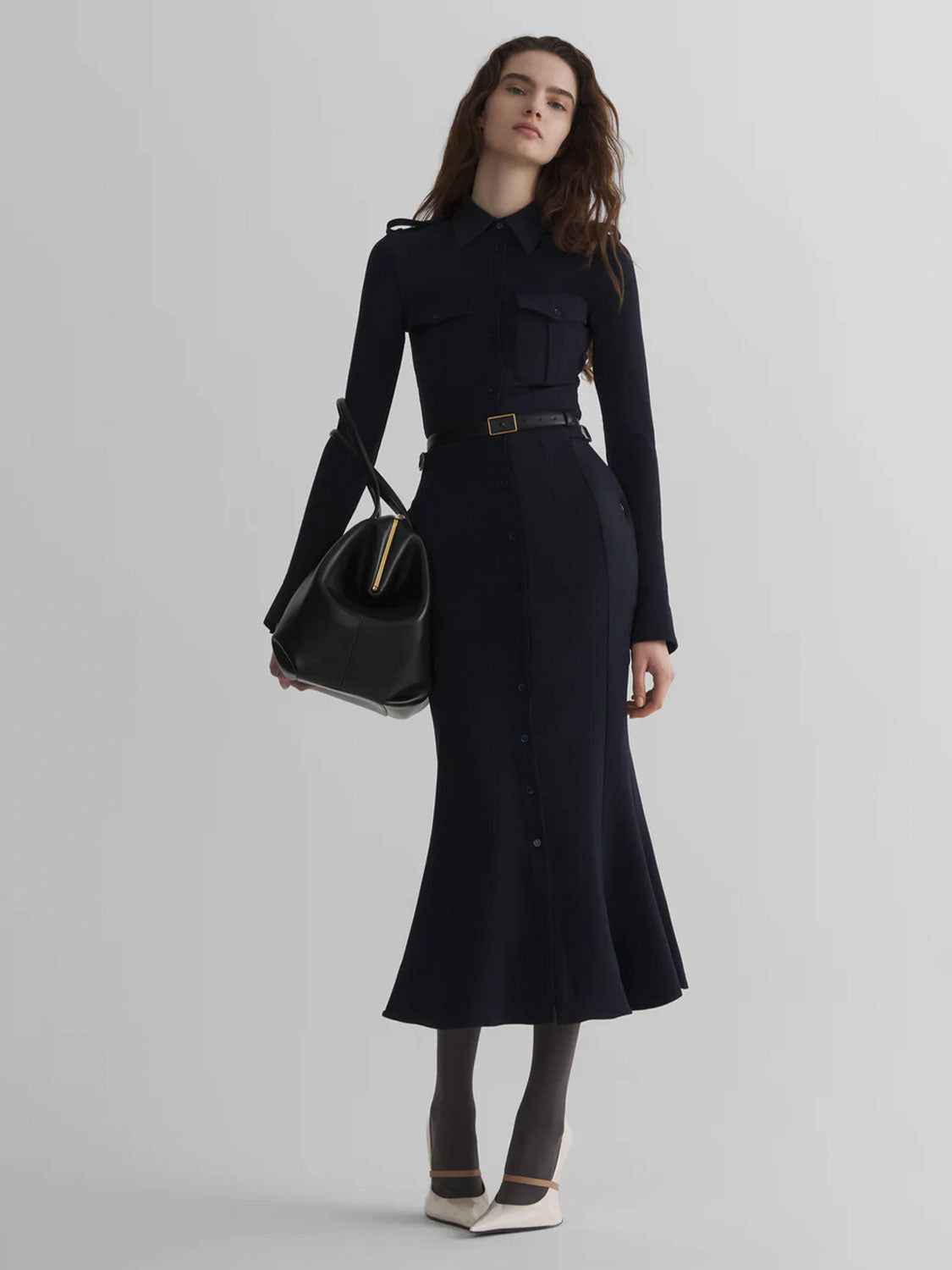 Hemdblusenkleid mit Taillenschnallen