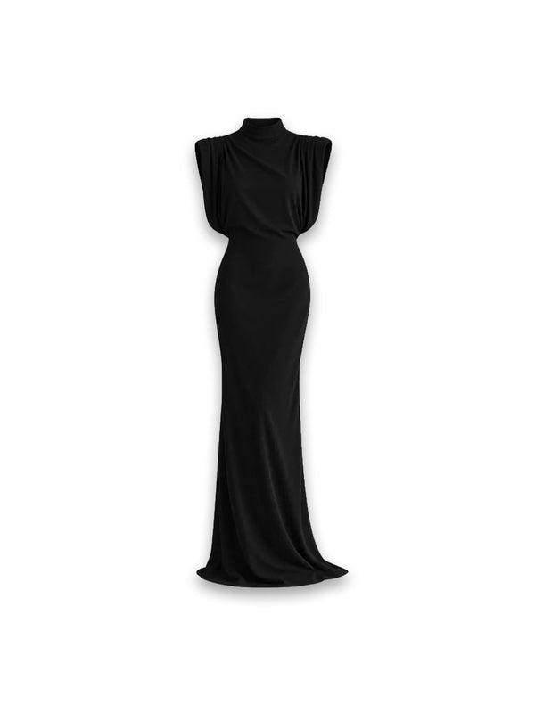 Kleid mit markanten Drapierschultern