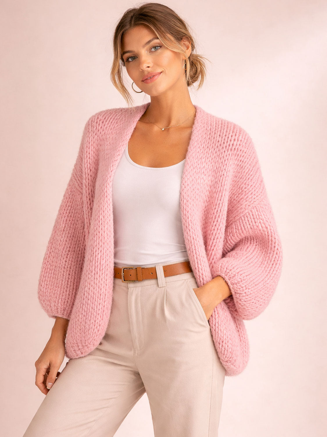 Bomber Strickjacke mit Chunky-Struktur