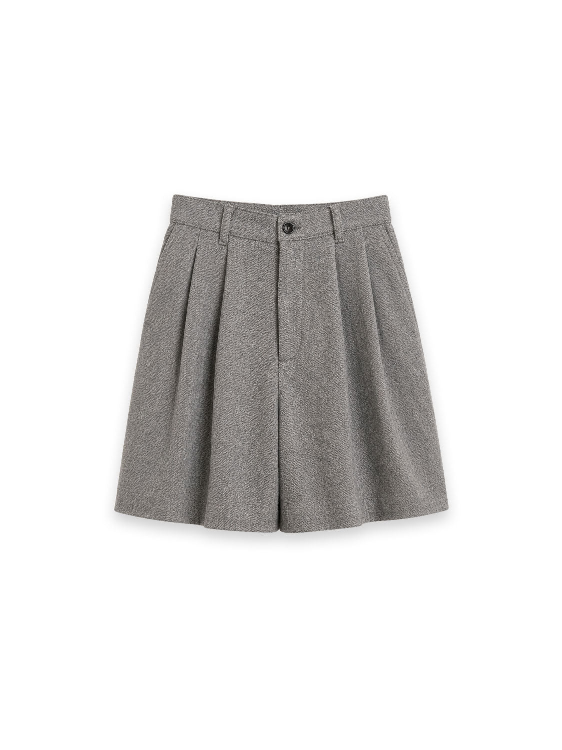 Perla Shorts mit Bundfalten und strukturierter Wolloptik