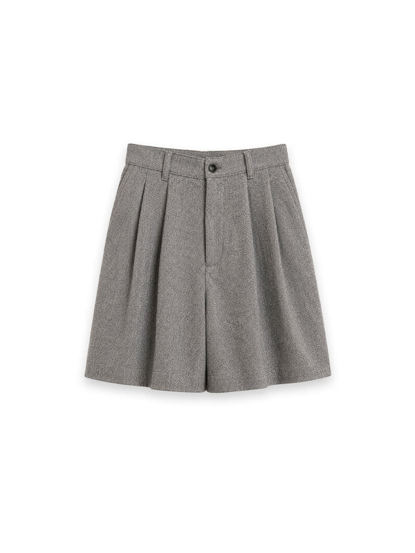 Perla Shorts mit Bundfalten und strukturierter Wolloptik