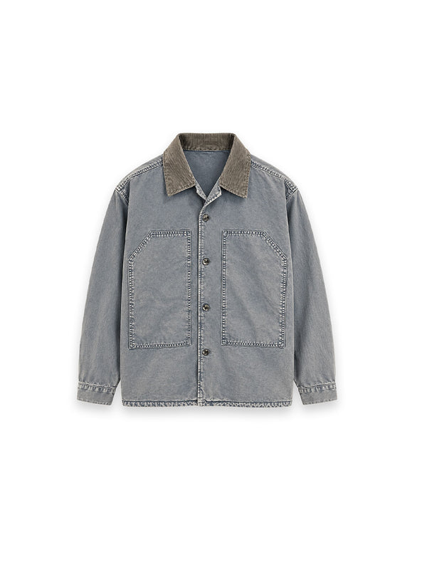 Jeans Jacke – markante Brusttaschen mit Cordkragen