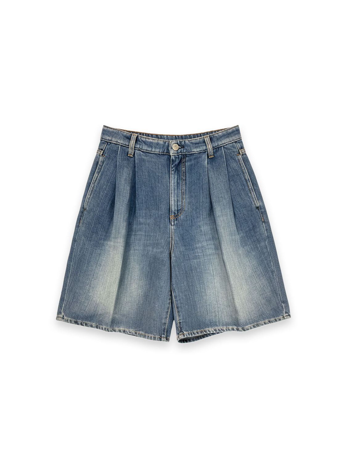 Bermuda Shorts mit lässiger Weite und markanter Denim Waschung