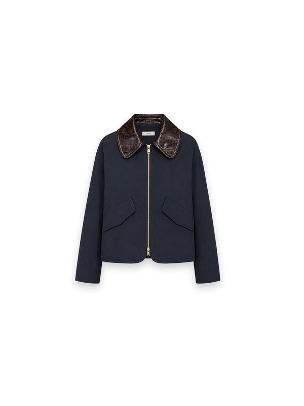 Jacke mit kontraststarkem Statement-Kragen
