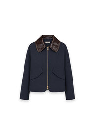 Jacke mit kontraststarkem Statement-Kragen