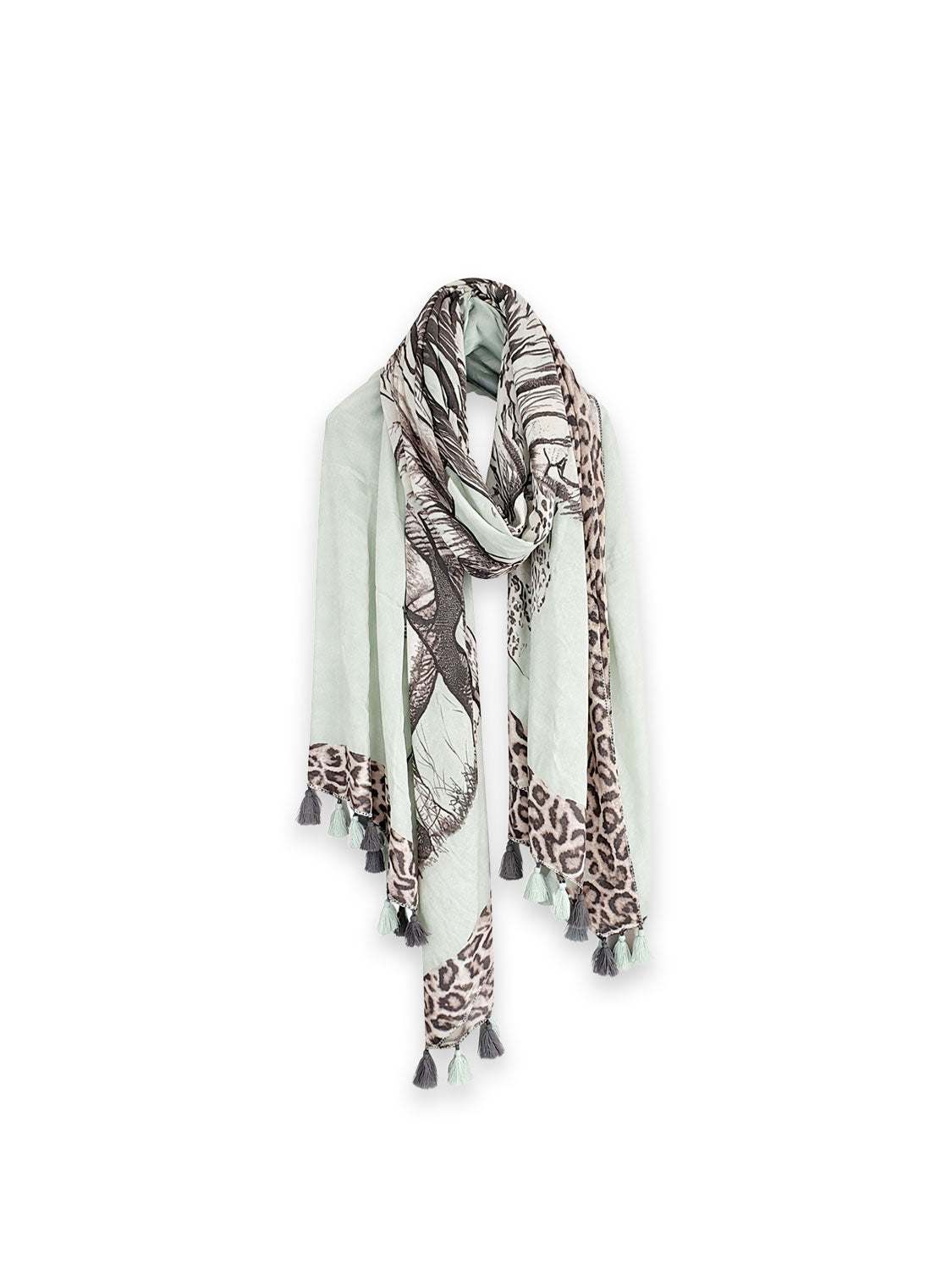 Schal Animal Print Quasten