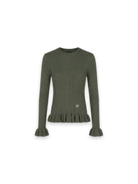 Ruffle Rib Pullover mit Volants