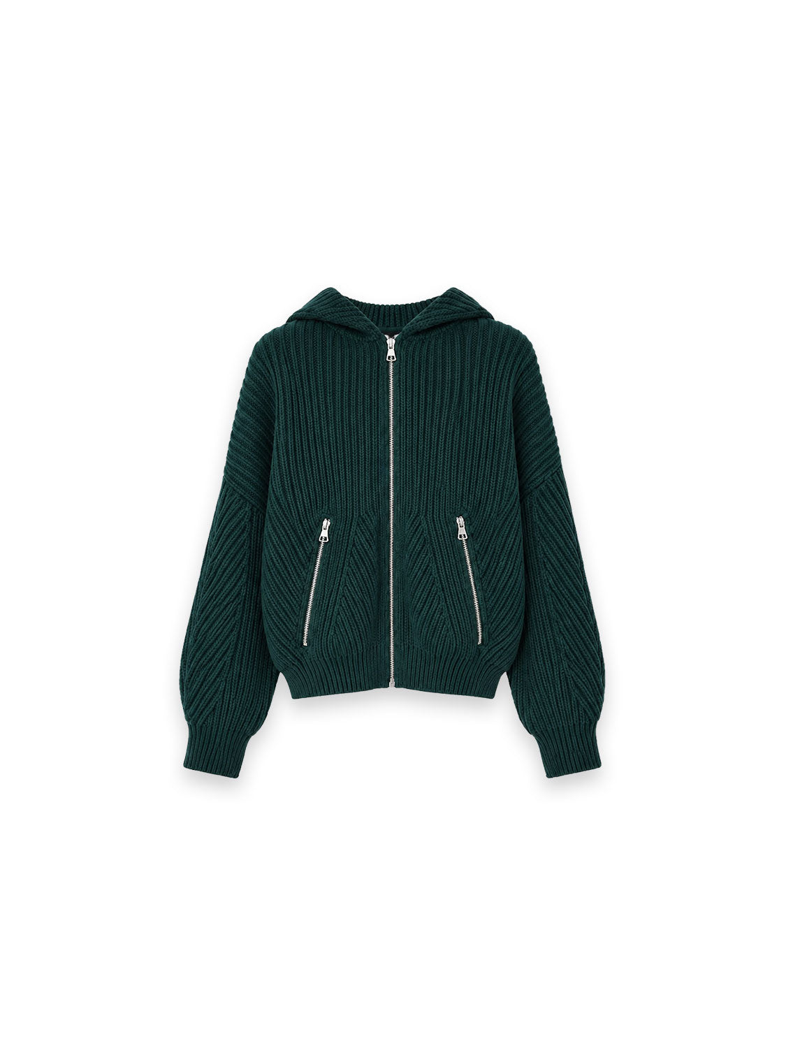 Rib Zipped Strickjacke mit grober Strickstruktur