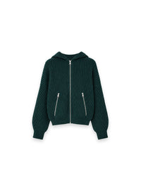 Rib Zipped Strickjacke mit grober Strickstruktur