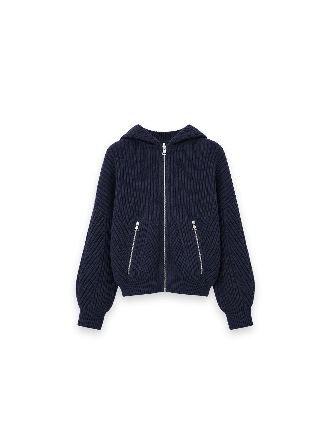 Rib Zipped Strickjacke mit grober Strickstruktur