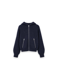 Rib Zipped Strickjacke mit grober Strickstruktur