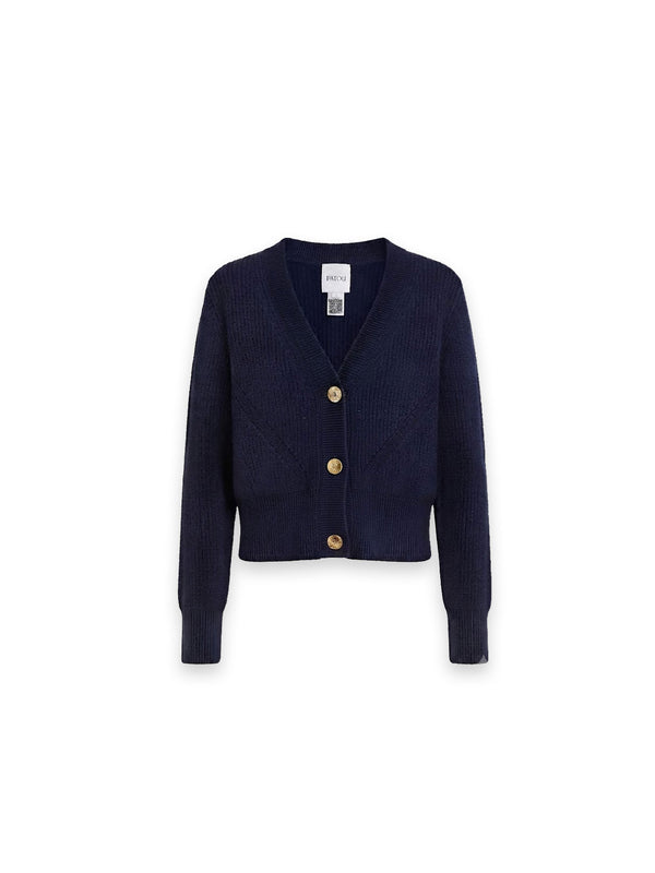 Rib Buttoned Strickjacke mit Zierknöpfen