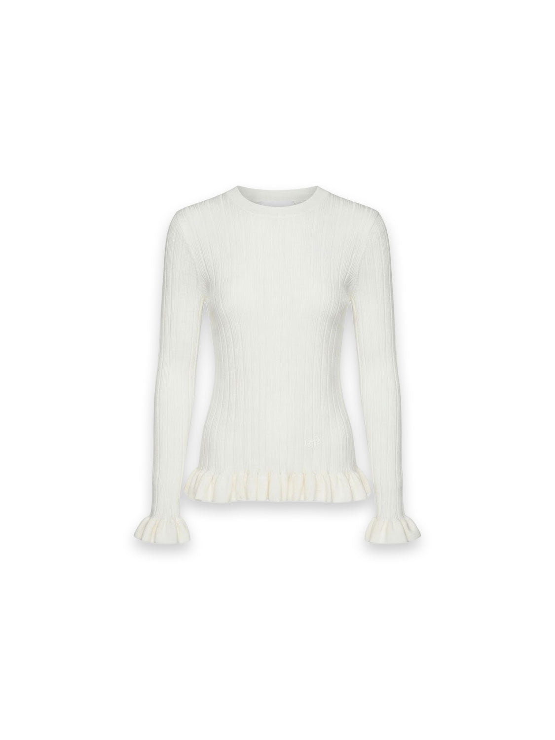 Ruffle Rib Pullover mit Volants