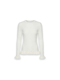 Ruffle Rib Pullover mit Volants