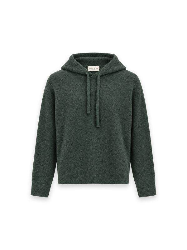 Hooded Sweater aus Woll-Camel-Mix – Grün